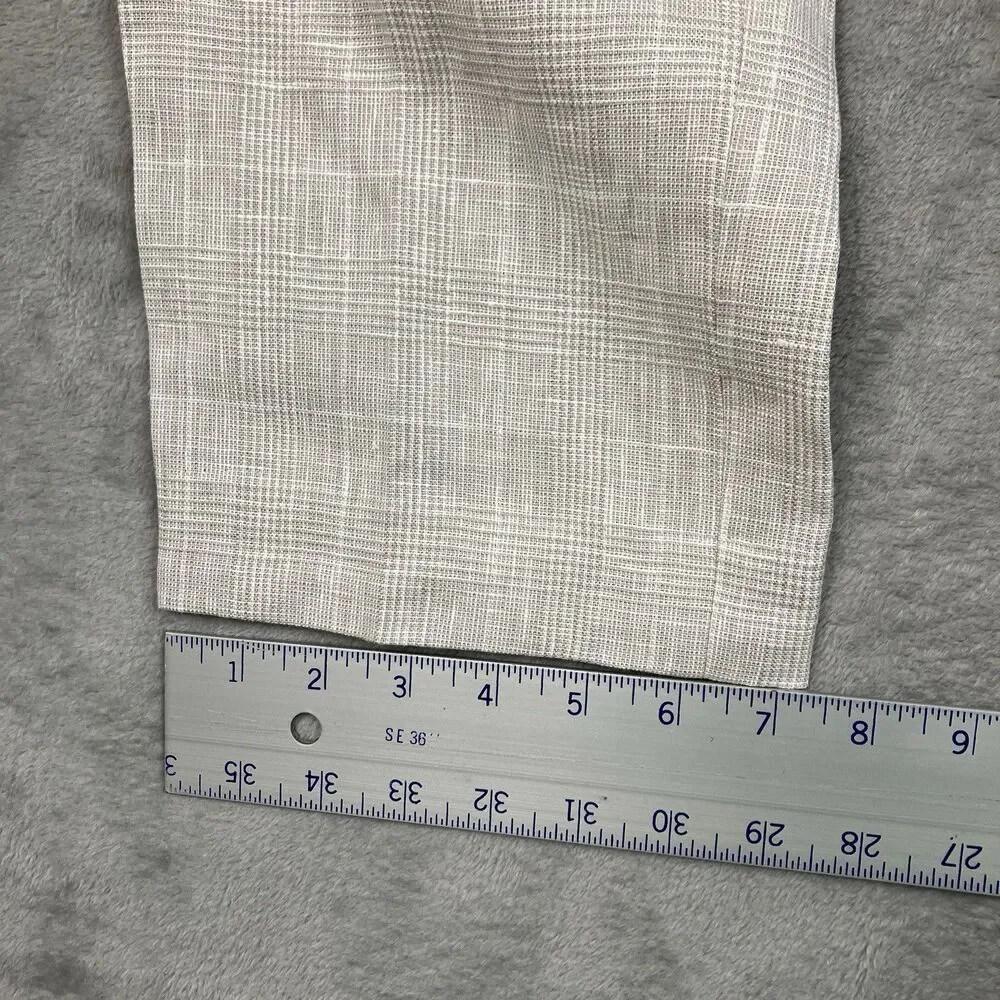 J Crew Suit Pants Mens 33x30 Beige Linen Windowpane Plaid Thompson Lightweight